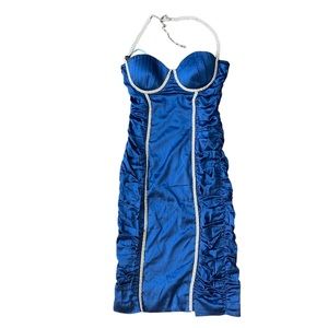❤️2for$63 Marciano women’s Rhinestone Royal Blue Silk Formal dress size M